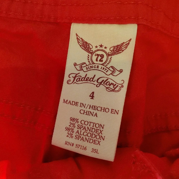 Faded Glory Size 4 Red Women’s Shorts - Picture 5 of 8